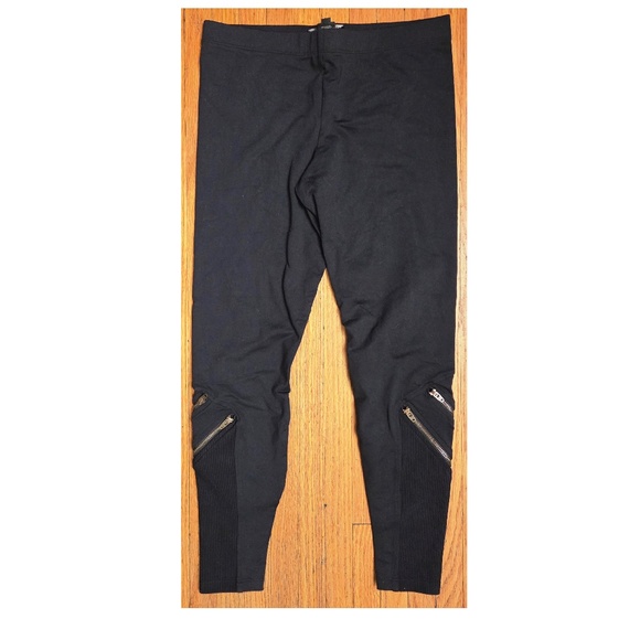DAVID LERNER SZ M QUALITY LEGGINGS WITH ZIPPER DETAIL & RIB LYCRA NEW - Picture 2 of 5